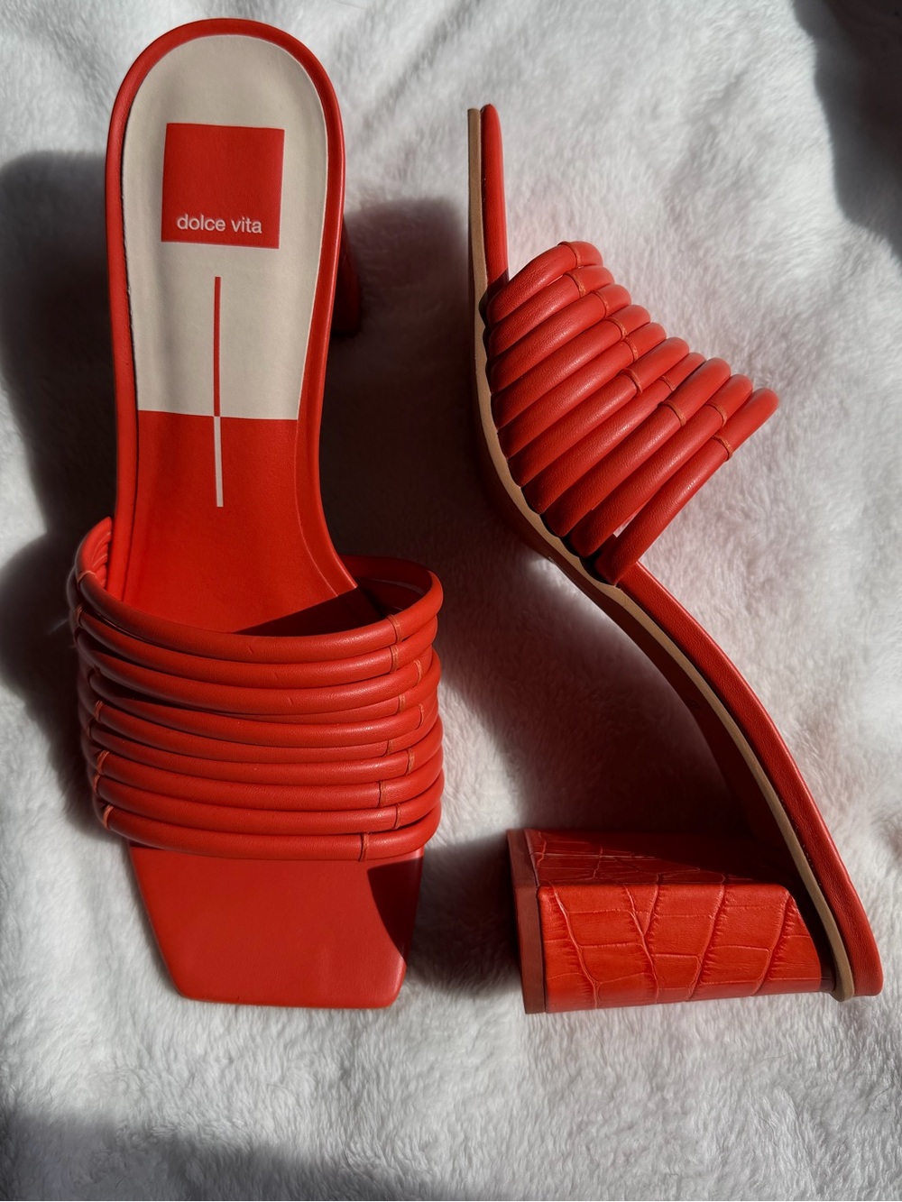 Dolce Vita Orange Strappy Block Heel Sandals